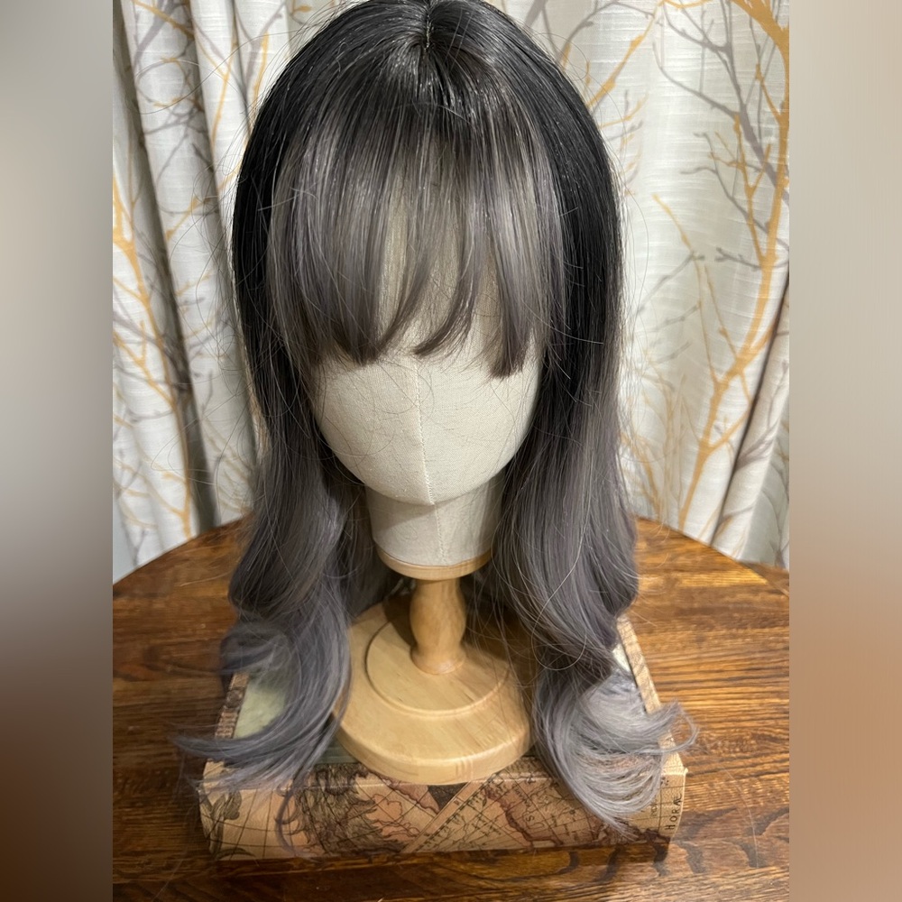 3. Smokey Ombre Long Straight to Gentle Wave adjustable cap